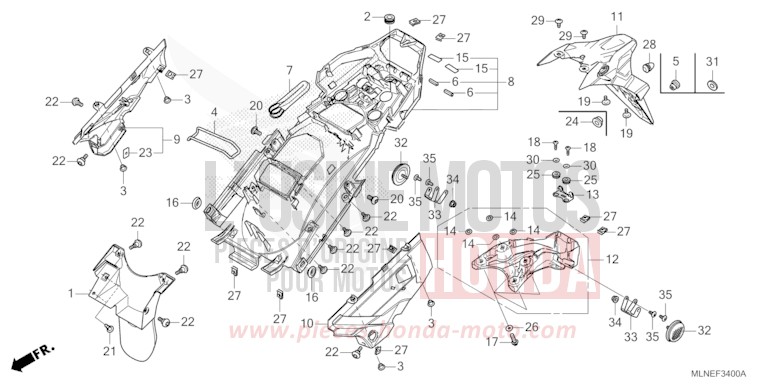 GARDE-BOUE ARRIERE de Africa Twin GRAND PRIX RED (R380B) 2025